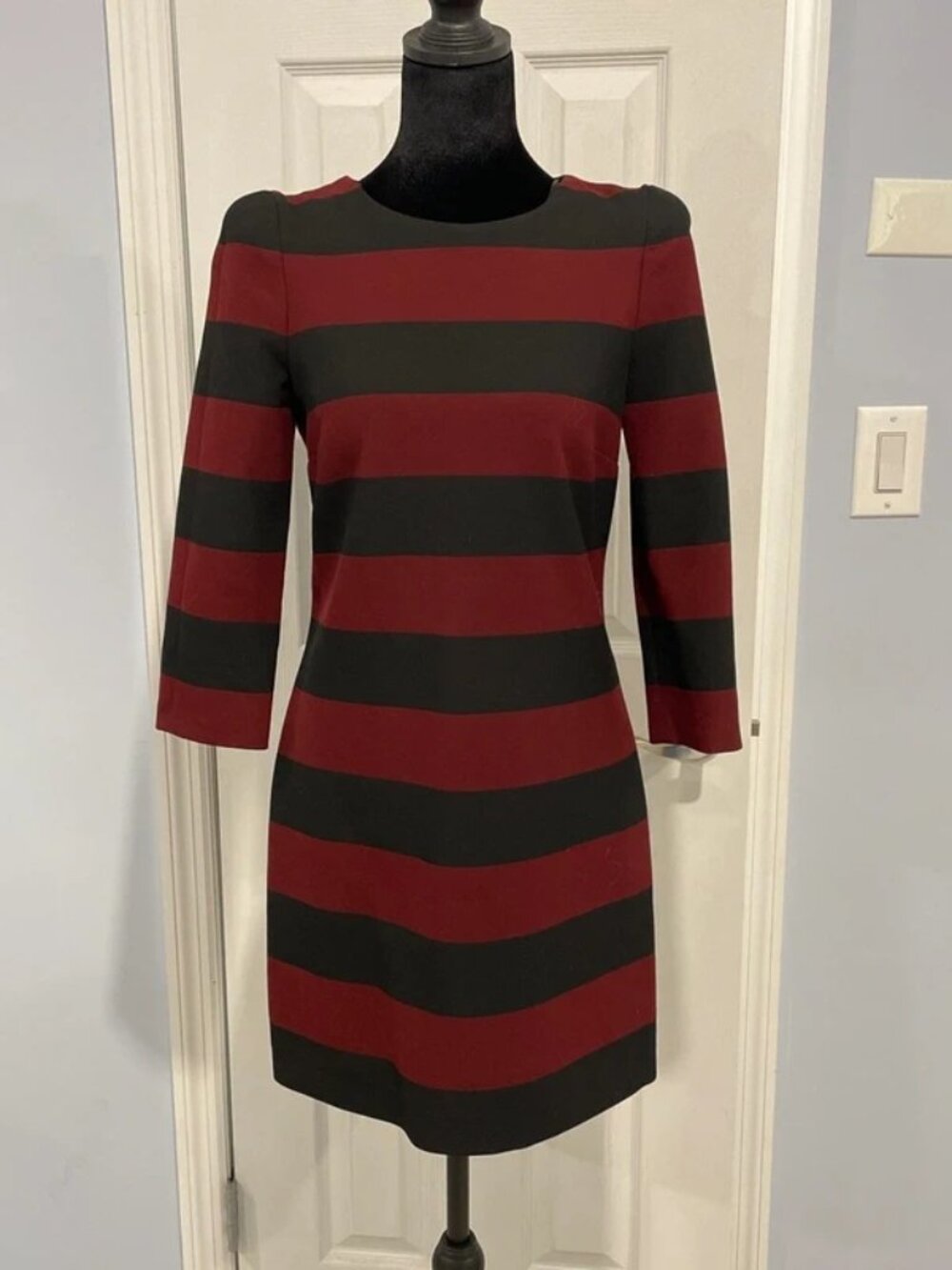 Zara Woman Women’s Black Rust Striped Knit Mini Dress XS